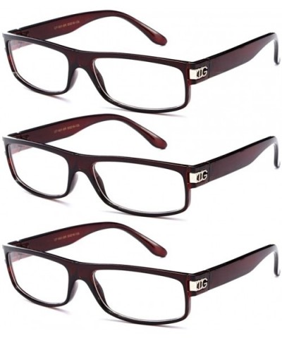 Thick Frame Nerd Cosplay Plastic Fashion Glasses - 3 Pack Brown - CR17YZ6MS3L $12.17 Wayfarer