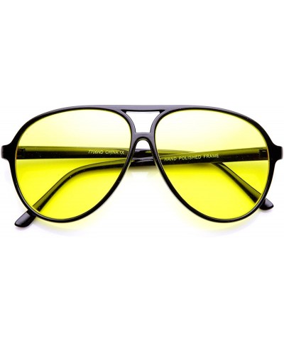 Retro 80's Style Driving Lens XL Large Plastic Aviator Sunglasses (Black Yellow) - CY11DV2Y6DN $6.08 Aviator