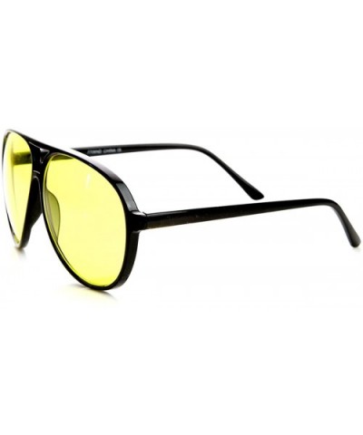 Retro 80's Style Driving Lens XL Large Plastic Aviator Sunglasses (Black Yellow) - CY11DV2Y6DN $6.08 Aviator