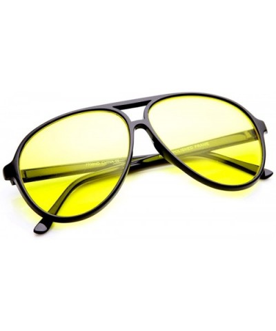 Retro 80's Style Driving Lens XL Large Plastic Aviator Sunglasses (Black Yellow) - CY11DV2Y6DN $6.08 Aviator