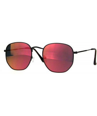 Mens Reflective Color Mirror Rectangular Metal Rim Sunglasses - Gunmetal Fuchsia - C2187AZQUW2 $7.93 Rectangular