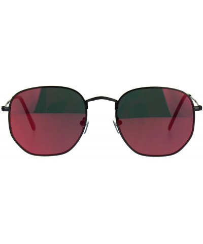 Mens Reflective Color Mirror Rectangular Metal Rim Sunglasses - Gunmetal Fuchsia - C2187AZQUW2 $7.93 Rectangular