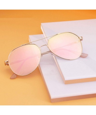 New Pilot Sunglasses Women Men Driving Alloy Frame UV400 Mirror Sun Glasses Lady's Fashion - Pink - CH199CQ93U9 $29.99 Oval