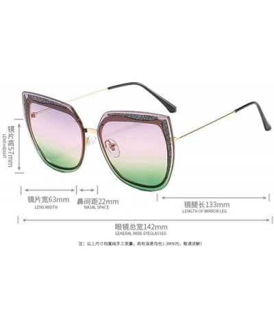 Brand Frameless Women Bling Green Sunglasses Luxury Metal Frame Cat Sun glasses Ladies NX - Brown - CK1947I593X $10.28 Oversized