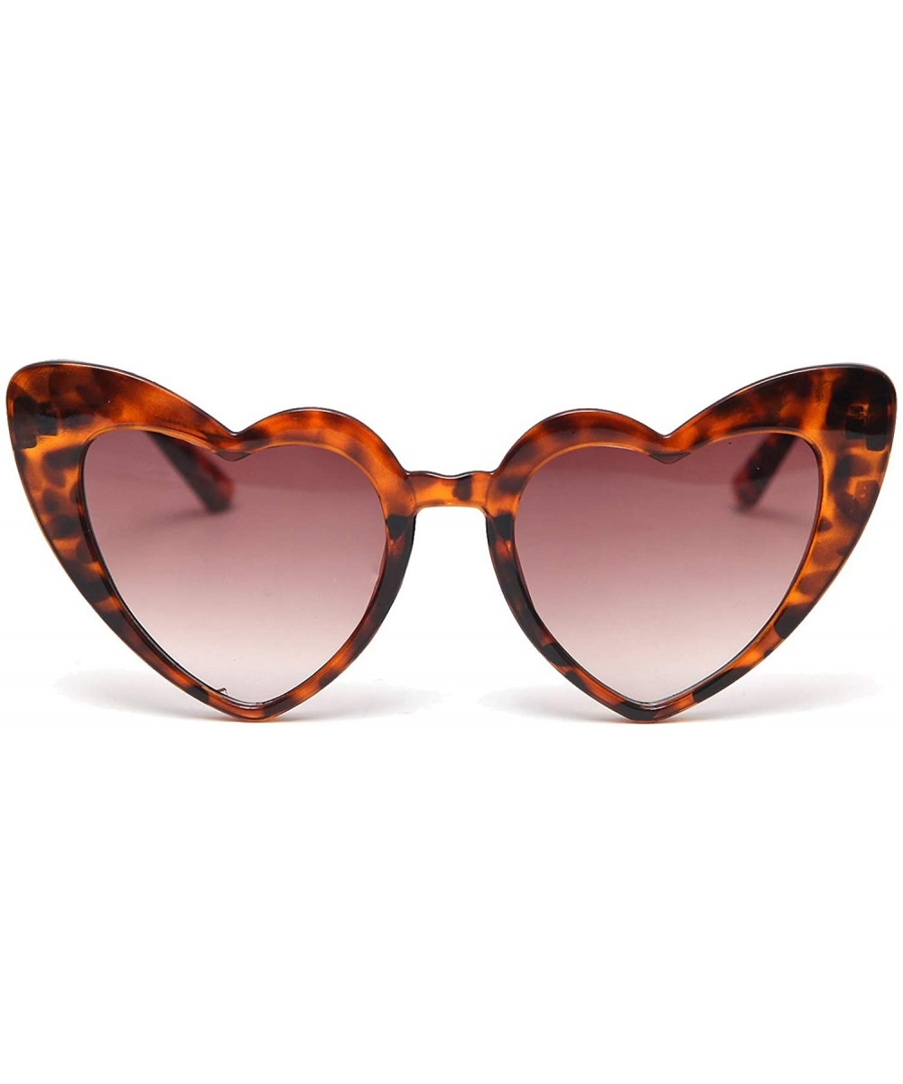 Retro Heart Shaped Sunglasses Women Vintage Thick Frame Cat Eye Glass Multiple Choice - Leopard - CK18U42S5Q4 $8.04 Goggle