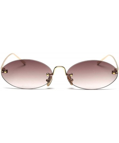 2019 Vintage oval metal frameless unisex brand luxury sexy sunglasses uv400 - Brown - CK18SUQ2DI3 $11.18 Oval