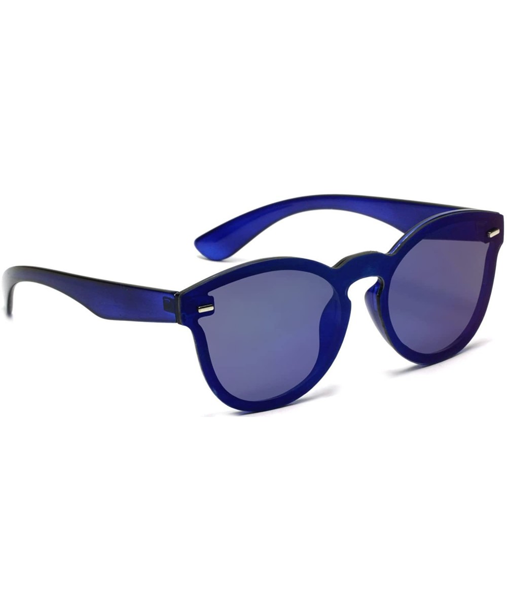 Rimless Sunglasses One Piece PC Lens Colored Mirror Mono Block - Blue - CA18G3SODXQ $6.48 Rimless