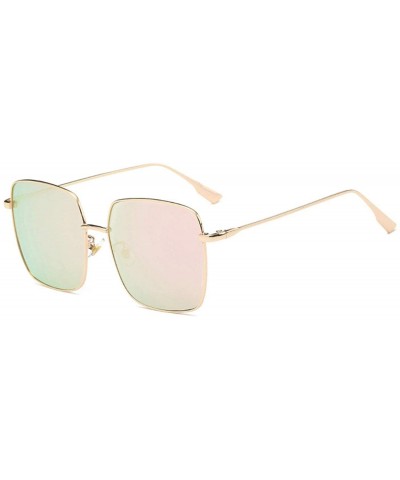 Vintage Big Square Sunglasses for Women Metal Glass UV 400 Protection Sunglasses - Pink - CQ18SAT864N $11.62 Oversized