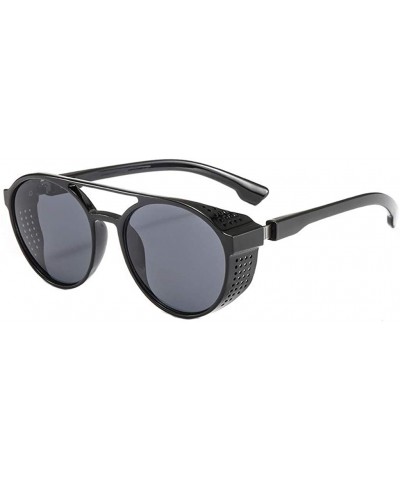 Street Stylish Vintage Aviator Shade Sunglasses Glasses For Unisex Adults - Black - CL196OM7AAS $6.19 Shield