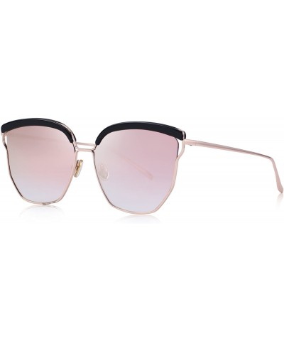 Women Sunglasses Oversized Cat Eye Sunglasses for Women Mirrored Lenses S6278 - Pink - CO18C7X6MUC $9.28 Cat Eye