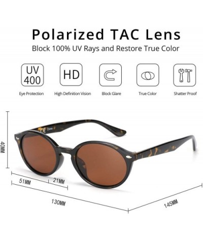 Vintage Oval Small Sunglasses for Women Polarized UV400 Protection Sun Glasses - Tortoise Frame Brown Lens - CA18T58248Q $9.3...