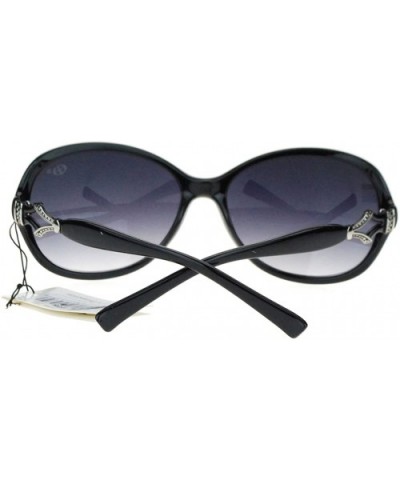 UV Protection Sunglasses Womens Designer Fashion Oval Shades - Black - CT11X588TBN $5.42 Oval