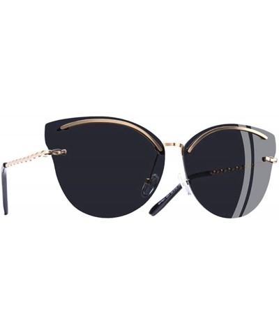 Cat Eye Sunglasses Women Fashion Mirror Reflective Sun Glasses Rimless Frame Alloy Legs Glasses UV400 - C1gray - CI18A8WL84O ...