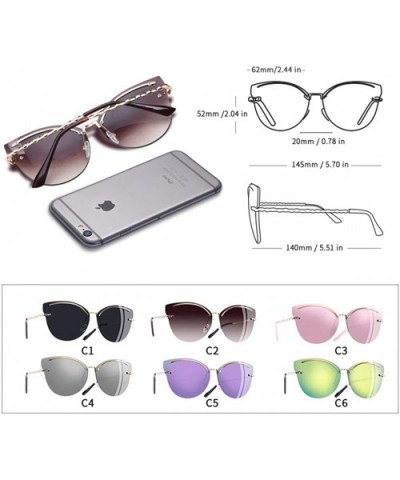 Cat Eye Sunglasses Women Fashion Mirror Reflective Sun Glasses Rimless Frame Alloy Legs Glasses UV400 - C1gray - CI18A8WL84O ...