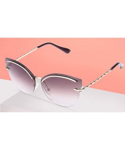 Cat Eye Sunglasses Women Fashion Mirror Reflective Sun Glasses Rimless Frame Alloy Legs Glasses UV400 - C1gray - CI18A8WL84O ...