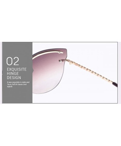 Cat Eye Sunglasses Women Fashion Mirror Reflective Sun Glasses Rimless Frame Alloy Legs Glasses UV400 - C1gray - CI18A8WL84O ...