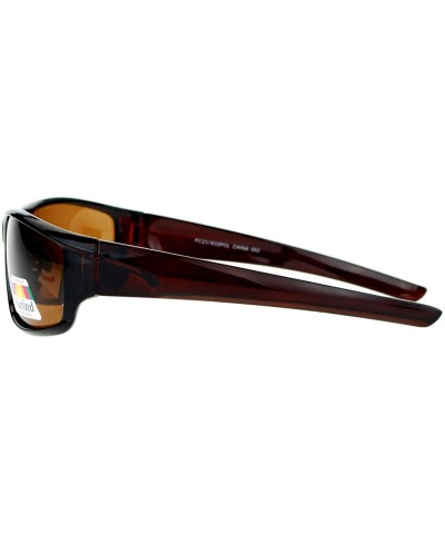 Mens Polarized Lens Sunglasses Oval Rectangular Wrap Sports Fashion - Brown - CC18060L0RZ $7.80 Oval