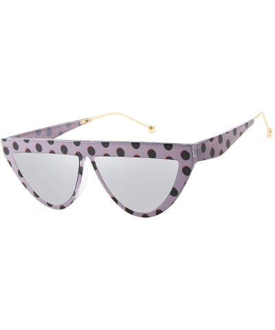 Vintage Small Cat Eye Elegant Polka Dot Sunglasses for Women - Silver Mirrored Lens - C618TM9YYYY $5.81 Cat Eye