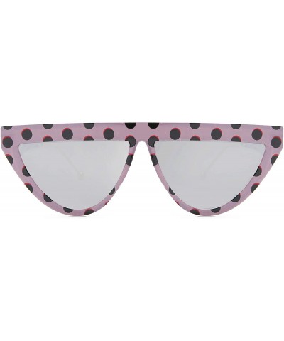 Vintage Small Cat Eye Elegant Polka Dot Sunglasses for Women - Silver Mirrored Lens - C618TM9YYYY $5.81 Cat Eye