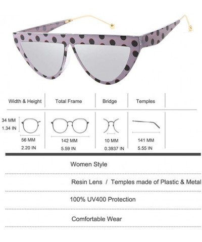 Vintage Small Cat Eye Elegant Polka Dot Sunglasses for Women - Silver Mirrored Lens - C618TM9YYYY $5.81 Cat Eye