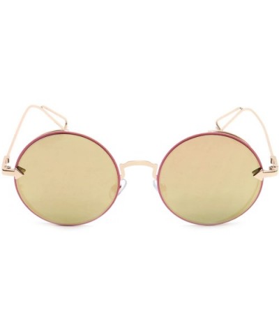 Round Sunglasses Circle Flat Lens Metal Arm Men Women Style - Gold Mirror - CM18EXK8NE7 $7.33 Round