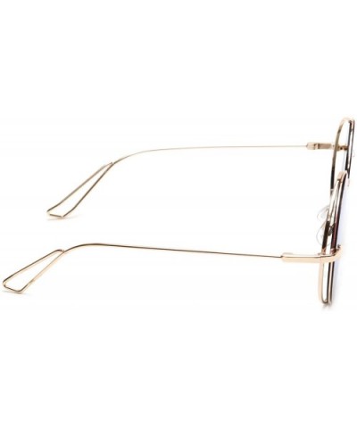 Round Sunglasses Circle Flat Lens Metal Arm Men Women Style - Gold Mirror - CM18EXK8NE7 $7.33 Round