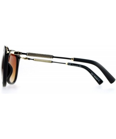 Oversize Horn Rim Butterfly Designer Fashion Sunglasses - Black Brown - CN12MZKSCFB $6.85 Butterfly