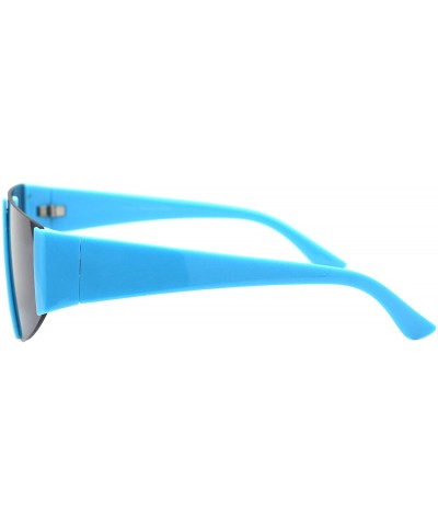 80's Fashion Sunglasses Flat Top Open Frame Funky Geometric Shades UV 400 - Blue - CI194ALLLGR $7.59 Rimless