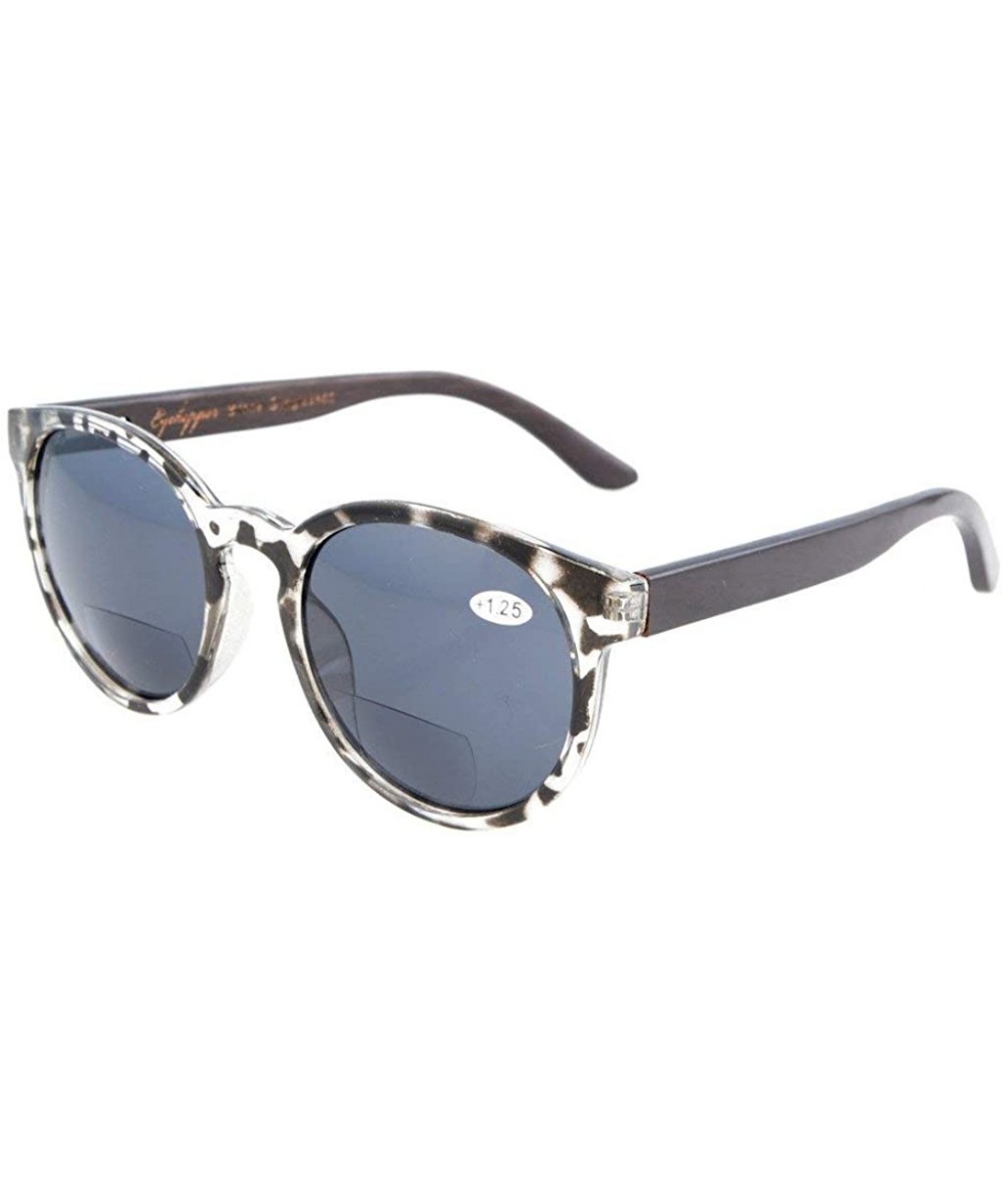 Quality Spring Hinges Wood Temples Oval Round Bifocal Sunglasses Women - Grey Tortoise - CE12DAO3A81 $12.78 Oval