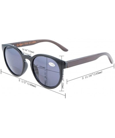 Quality Spring Hinges Wood Temples Oval Round Bifocal Sunglasses Women - Grey Tortoise - CE12DAO3A81 $12.78 Oval