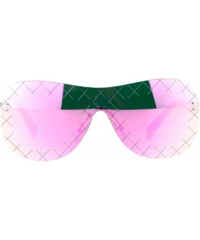 Futuristic Robot Shield Reflective Lens Pilot Sunglasses - Pink - CW12HJTTBNN $9.35 Shield