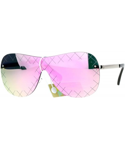 Futuristic Robot Shield Reflective Lens Pilot Sunglasses - Pink - CW12HJTTBNN $9.35 Shield