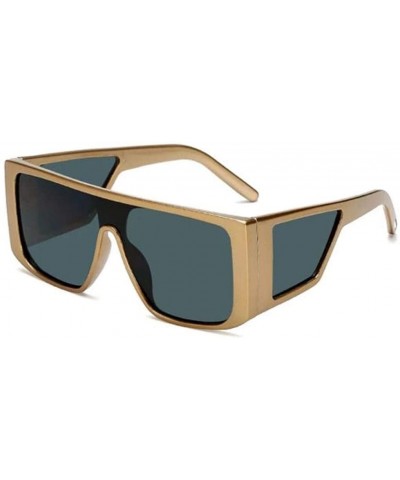 Oversized Boxy Square Steampunk Sunglasses - UNISEX - C5 Gold Grey - CP18XTGMEO8 $6.81 Square