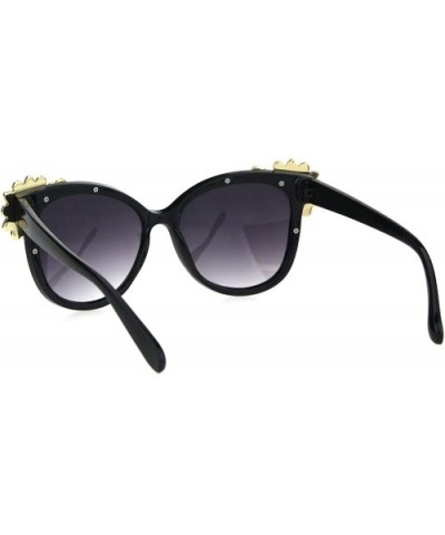 Womens Large Rhinestone Jewel Trim Plastic Butterfly Sunglasses - Black Smoke - C218HIWID57 $10.53 Butterfly