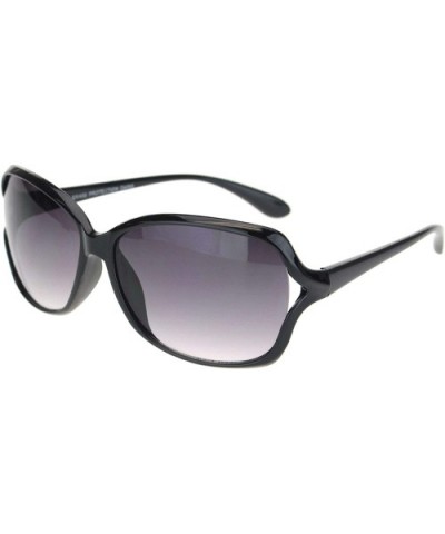 Womens Designer Style Rectangular Exposed Lens Butterfly Sunglasses - Black Gradient Black - CR18O447KTZ $7.08 Butterfly