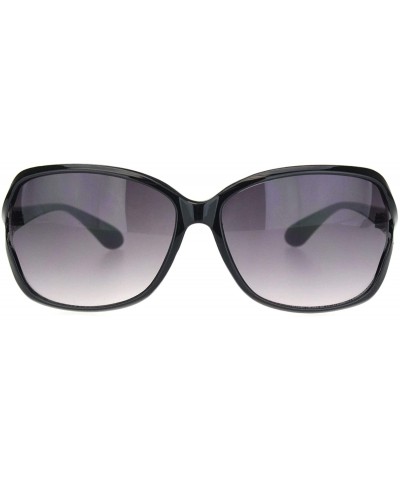 Womens Designer Style Rectangular Exposed Lens Butterfly Sunglasses - Black Gradient Black - CR18O447KTZ $7.08 Butterfly