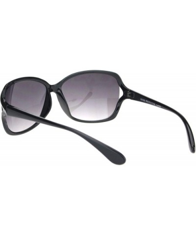 Womens Designer Style Rectangular Exposed Lens Butterfly Sunglasses - Black Gradient Black - CR18O447KTZ $7.08 Butterfly