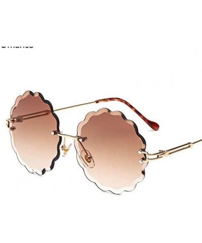 Round Rimless Flower Sunglasses Women Men Vintage Stylish Sun Glasses Unique Decoration Eyewears - 6 - C118Y6GUCIZ $21.07 Rec...