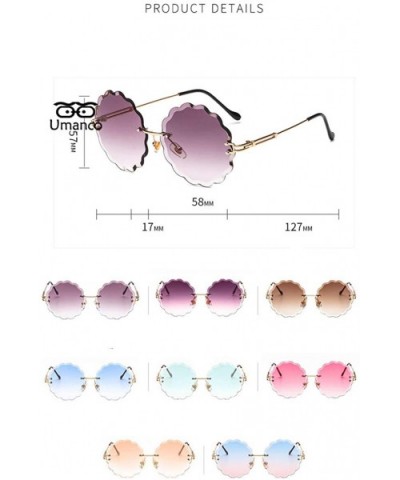 Round Rimless Flower Sunglasses Women Men Vintage Stylish Sun Glasses Unique Decoration Eyewears - 6 - C118Y6GUCIZ $21.07 Rec...