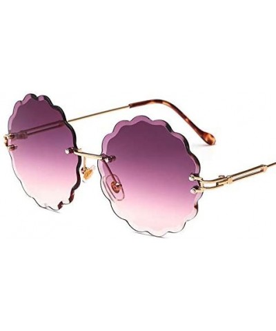 Round Rimless Flower Sunglasses Women Men Vintage Stylish Sun Glasses Unique Decoration Eyewears - 6 - C118Y6GUCIZ $21.07 Rec...