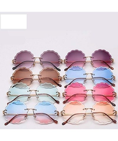 Round Rimless Flower Sunglasses Women Men Vintage Stylish Sun Glasses Unique Decoration Eyewears - 6 - C118Y6GUCIZ $21.07 Rec...