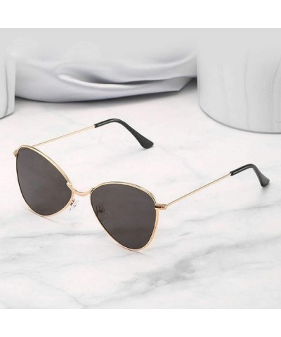 Sunglasses for Women Cat Eye Mirrored Flat Lenses Metal Frame Sunglasses UV400 with Spring Hinges - Gray - C618U67X4KQ $8.40 ...