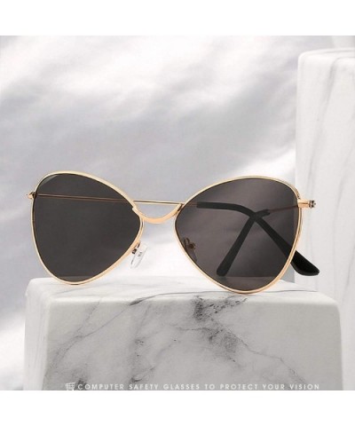 Sunglasses for Women Cat Eye Mirrored Flat Lenses Metal Frame Sunglasses UV400 with Spring Hinges - Gray - C618U67X4KQ $8.40 ...