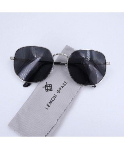 Women's Modern Oversized Sunglasses Square Sunnies - Silver Frame/Grey Lens - CM18UHTTCX7 $6.87 Oval