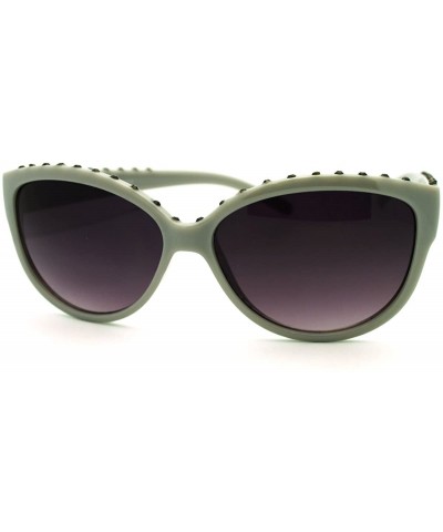 Rhinestone Top Round Cateye Sunglasses Womens Bling Designer Fashion - Gray Black - CU11F0MRG2F $7.25 Round