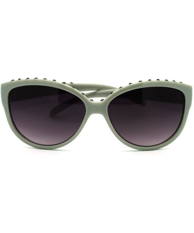 Rhinestone Top Round Cateye Sunglasses Womens Bling Designer Fashion - Gray Black - CU11F0MRG2F $7.25 Round