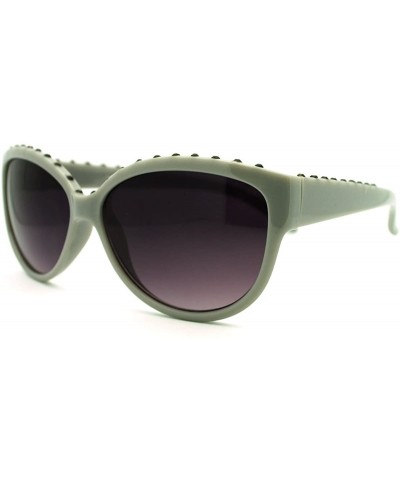 Rhinestone Top Round Cateye Sunglasses Womens Bling Designer Fashion - Gray Black - CU11F0MRG2F $7.25 Round