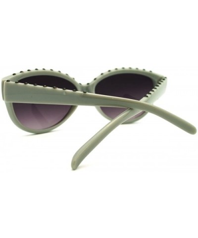 Rhinestone Top Round Cateye Sunglasses Womens Bling Designer Fashion - Gray Black - CU11F0MRG2F $7.25 Round