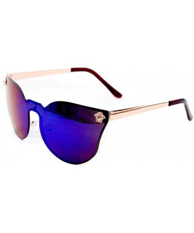 Rimless Lens Photochromatic Designed In Cateye Shaped All In One Frame - Gold/Blue - CG1228LAEZF $8.64 Rimless