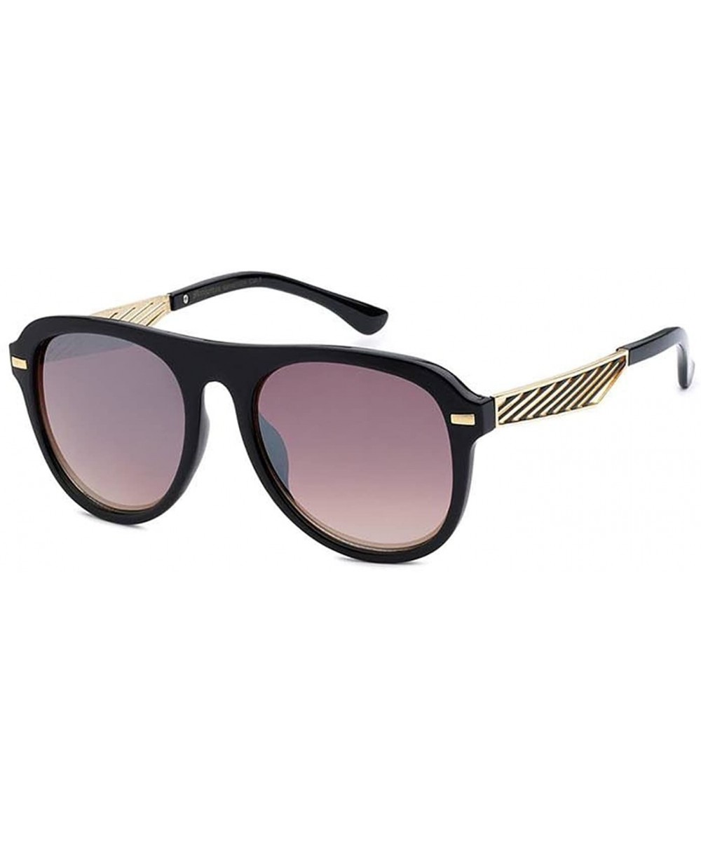 Modern Aviator Sunglasses - Black/Brown/Gold - CW18DNEX0MK $7.33 Aviator